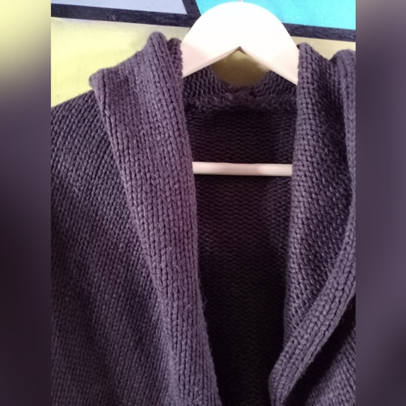 Brown Cropped Hooded Sweater - Picture 3 of 4